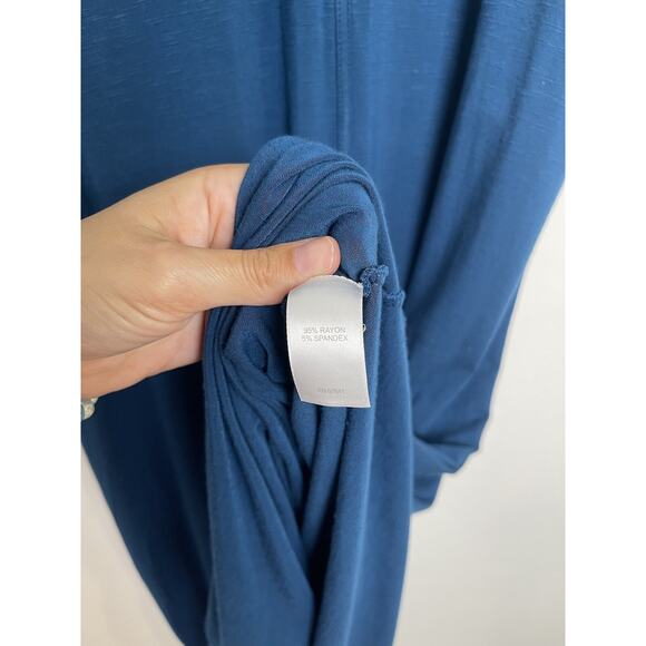 J Jill Dress Womens SP Blue Maxi Tank Keyhole Button Back Sun Dress Stretch - Picture 8 of 11